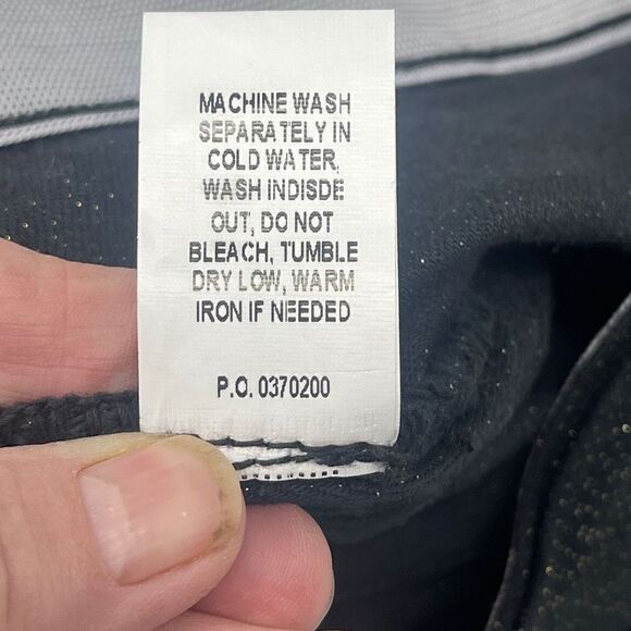 Mumu Blue Women's High Waist Elastic Waist Metallic Gray Bell Bottom Pants Sz S - Picture 10 of 11